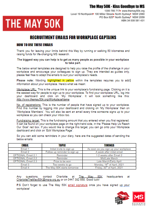 Workplace - Email Templates - Workplace Captains Recruitment